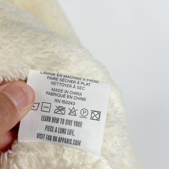 Apparis S/M Cream Teddy Sherling Sherpa Sweatshirt Crew Boxy Fit Lounge Cozy - Picture 8 of 8